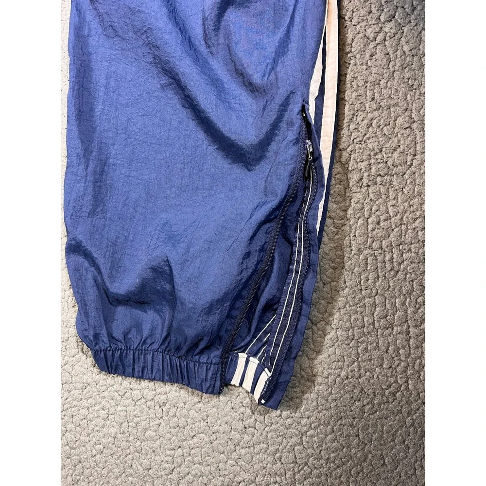 Adidas Vintage Mens Nylon Track Pants XL Blue White Stripe Windbreaker Joggers - Picture 9 of 16